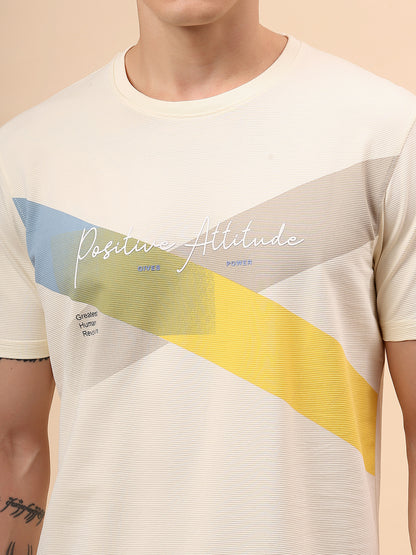 T-Shirt for Men | Breathable & Soft with Color Fastness Regular Fit Round Neck Poly Cotton Fabric Colour Block Pattern