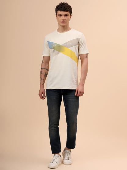 T-Shirt for Men | Breathable & Soft with Color Fastness Regular Fit Round Neck Poly Cotton Fabric Colour Block Pattern