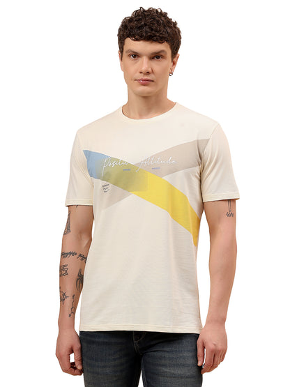 T-Shirt for Men | Breathable & Soft with Color Fastness Regular Fit Round Neck Poly Cotton Fabric Colour Block Pattern