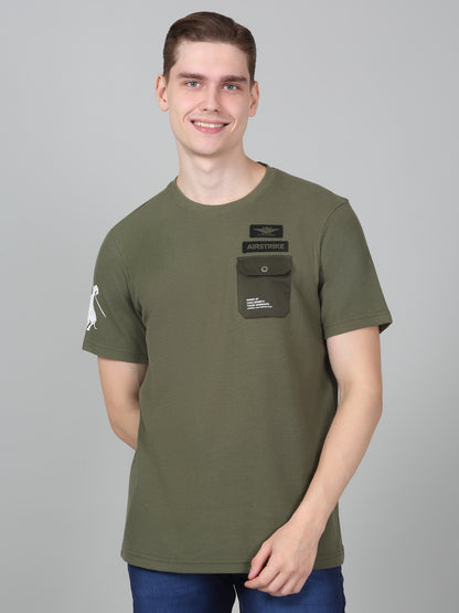 T-Shirt for Men | Breathable & Soft with Color Fastness Regular Fit Round Neck Poly Cotton Fabric Solid Pattern