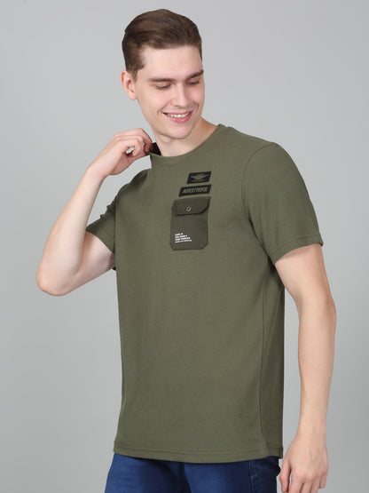 T-Shirt for Men | Breathable & Soft with Color Fastness Regular Fit Round Neck Poly Cotton Fabric Solid Pattern
