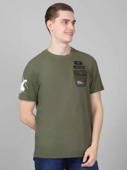 T-Shirt for Men | Breathable & Soft with Color Fastness Regular Fit Round Neck Poly Cotton Fabric Solid Pattern
