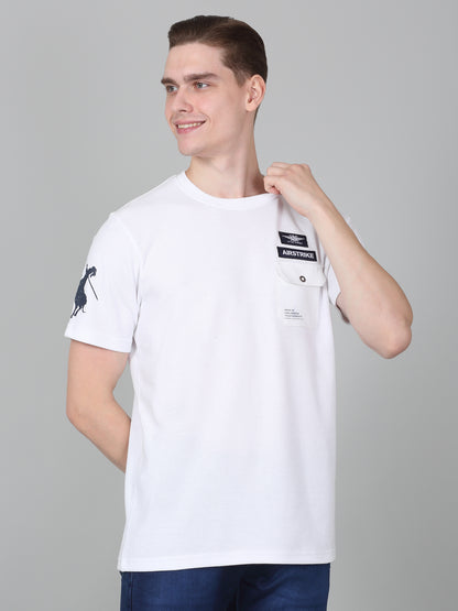 T-Shirt for Men | Breathable & Soft with Color Fastness Regular Fit Round Neck Poly Cotton Fabric Solid Pattern