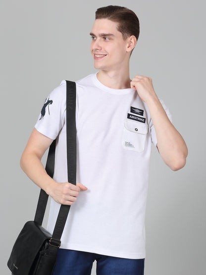 T-Shirt for Men | Breathable & Soft with Color Fastness Regular Fit Round Neck Poly Cotton Fabric Solid Pattern