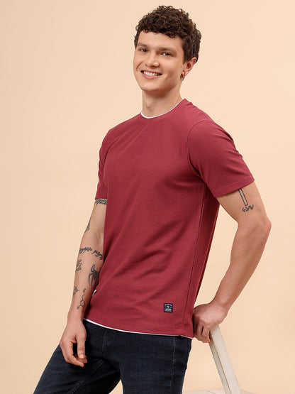 T-Shirt for Men | Breathable & Soft with Color Fastness Regular Fit Round Neck Poly Cotton Fabric Solid Pattern