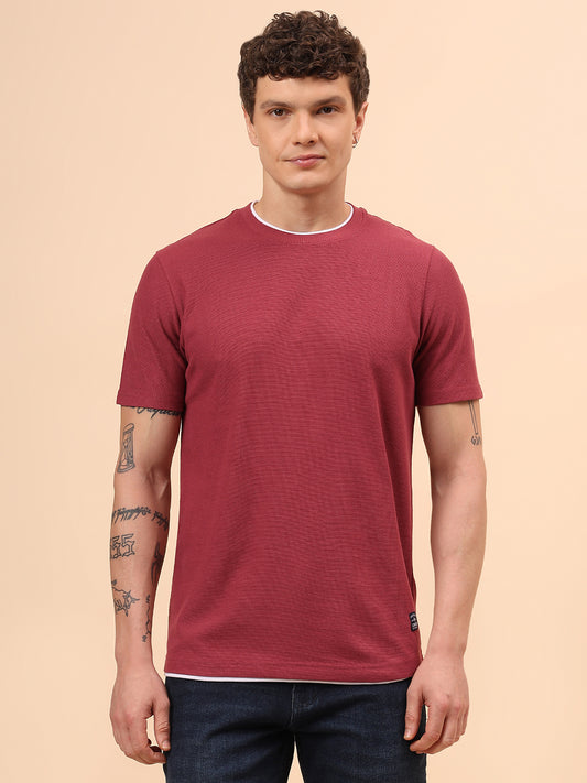 T-Shirt for Men | Breathable & Soft with Color Fastness Regular Fit Round Neck Poly Cotton Fabric Solid Pattern