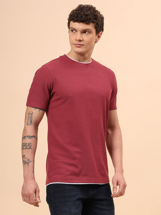 T-Shirt for Men | Breathable & Soft with Color Fastness Regular Fit Round Neck Poly Cotton Fabric Solid Pattern