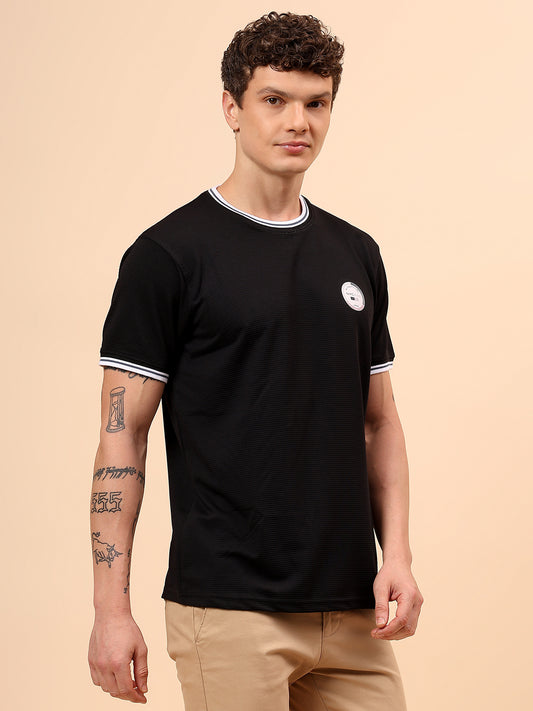T-Shirt for Men | Breathable & Soft with Color Fastness Regular Fit Round Neck Polyester Fabric Solid Pattern