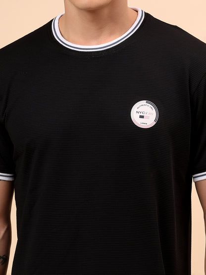 T-Shirt for Men | Breathable & Soft with Color Fastness Regular Fit Round Neck Polyester Fabric Solid Pattern