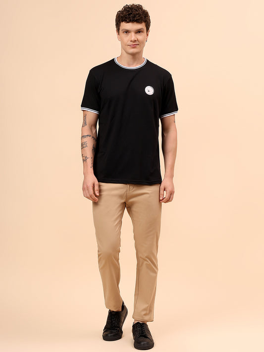 T-Shirt for Men | Breathable & Soft with Color Fastness Regular Fit Round Neck Polyester Fabric Solid Pattern