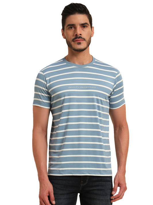 T-Shirt for Men | Breathable & Soft with Color Fastness Regular Fit Round Neck Lycra Fabric Striped Pattern