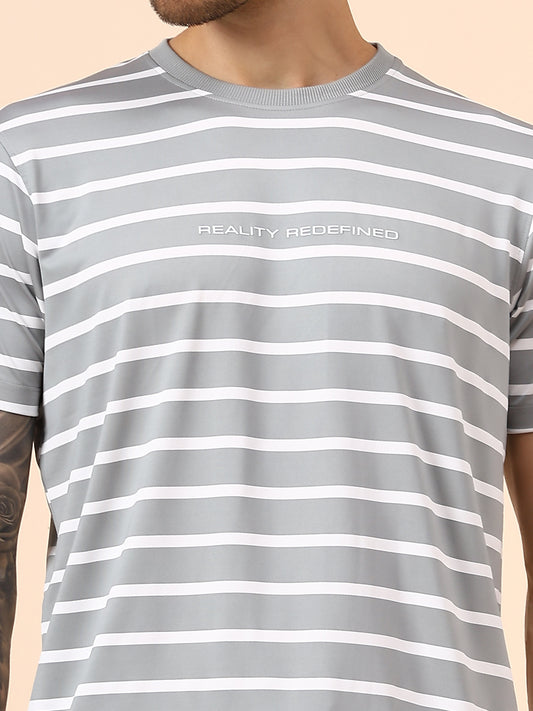 T-Shirt for Men | Breathable & Soft with Color Fastness Regular Fit Round Neck Lycra Fabric Striped Pattern