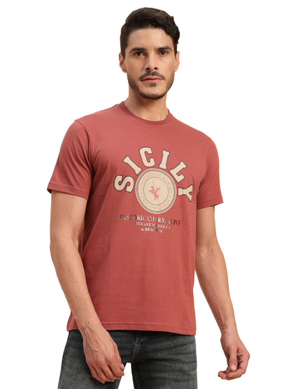 T-Shirt for Men | Breathable & Soft with Color Fastness Regular Fit Round Neck Poly Cotton Fabric Printed Pattern