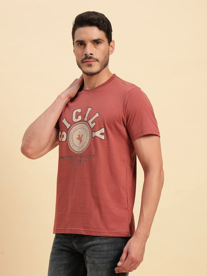 T-Shirt for Men | Breathable & Soft with Color Fastness Regular Fit Round Neck Poly Cotton Fabric Printed Pattern