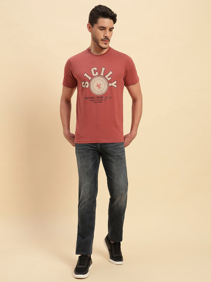 T-Shirt for Men | Breathable & Soft with Color Fastness Regular Fit Round Neck Poly Cotton Fabric Printed Pattern