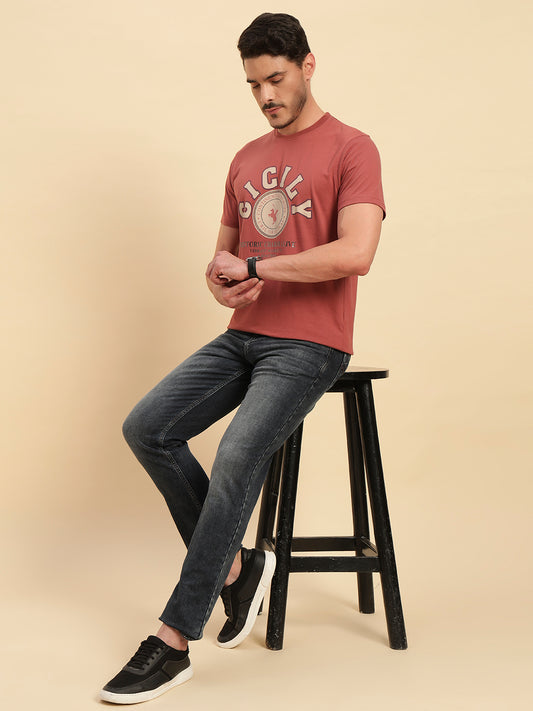 T-Shirt for Men | Breathable & Soft with Color Fastness Regular Fit Round Neck Poly Cotton Fabric Printed Pattern