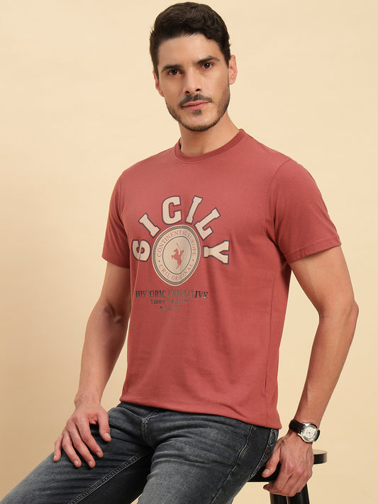 T-Shirt for Men | Breathable & Soft with Color Fastness Regular Fit Round Neck Poly Cotton Fabric Printed Pattern