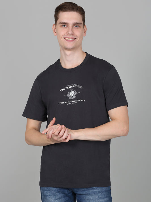 T-Shirt for Men | Breathable & Soft with Color Fastness Regular Fit Round Neck Poly Cotton Fabric Printed Pattern