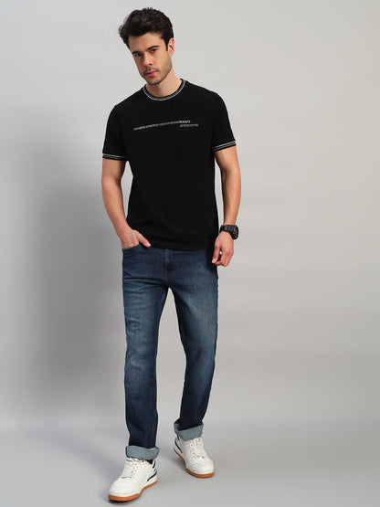 T-Shirt for Men | Breathable & Soft with Color Fastness Regular Fit Round Neck Poly Cotton Fabric Printed Pattern