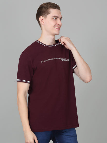 T-Shirt for Men | Breathable & Soft with Color Fastness Regular Fit Round Neck Poly Cotton Fabric Printed Pattern