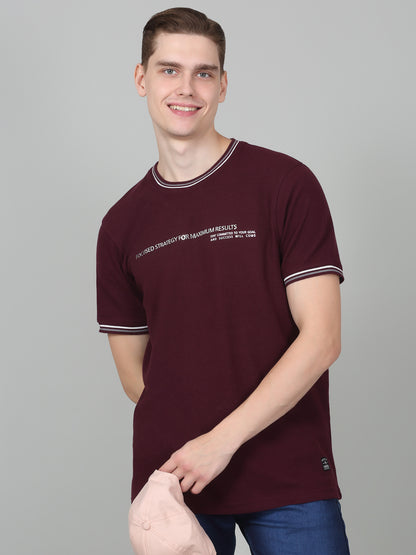 T-Shirt for Men | Breathable & Soft with Color Fastness Regular Fit Round Neck Poly Cotton Fabric Printed Pattern