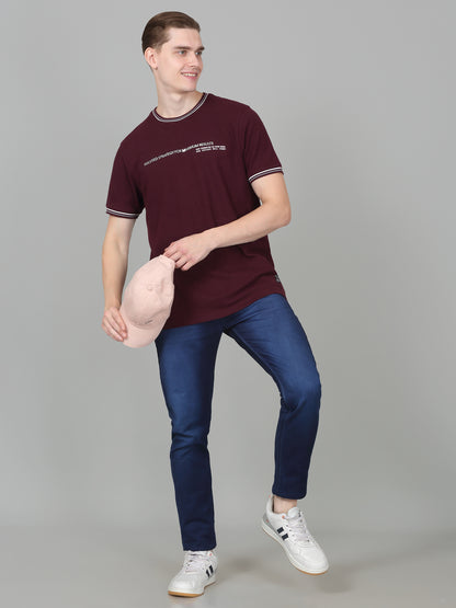 T-Shirt for Men | Breathable & Soft with Color Fastness Regular Fit Round Neck Poly Cotton Fabric Printed Pattern