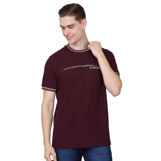 T-Shirt for Men | Breathable & Soft with Color Fastness Regular Fit Round Neck Poly Cotton Fabric Printed Pattern