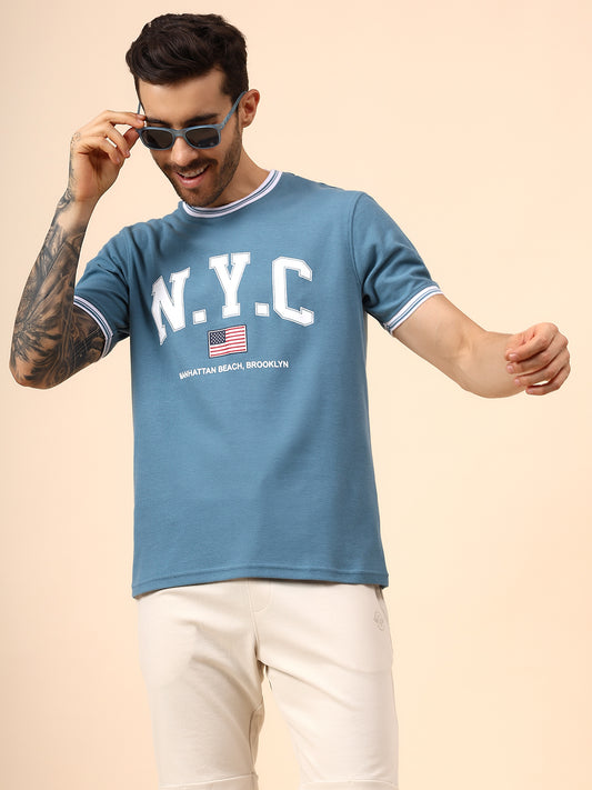 T-Shirt for Men | Breathable & Soft with Color Fastness Regular Fit Round Neck Poly Cotton Fabric Printed Pattern