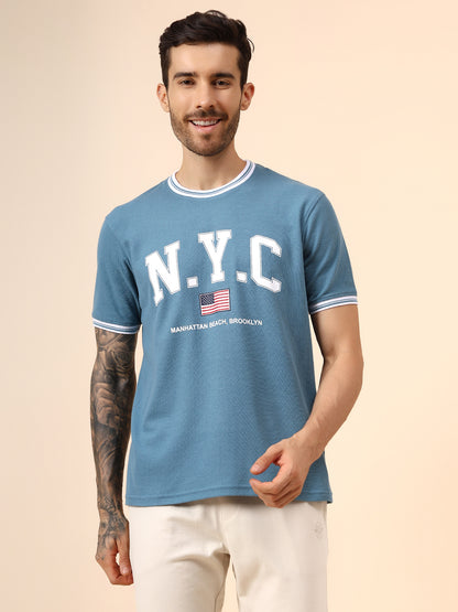 T-Shirt for Men | Breathable & Soft with Color Fastness Regular Fit Round Neck Poly Cotton Fabric Printed Pattern