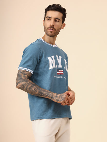 T-Shirt for Men | Breathable & Soft with Color Fastness Regular Fit Round Neck Poly Cotton Fabric Printed Pattern