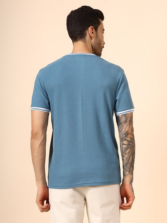 T-Shirt for Men | Breathable & Soft with Color Fastness Regular Fit Round Neck Poly Cotton Fabric Printed Pattern