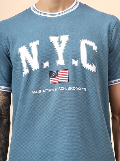 T-Shirt for Men | Breathable & Soft with Color Fastness Regular Fit Round Neck Poly Cotton Fabric Printed Pattern