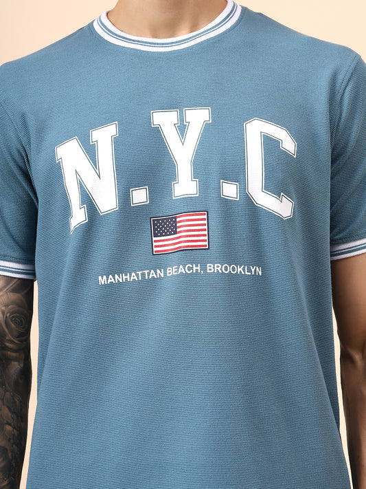 T-Shirt for Men | Breathable & Soft with Color Fastness Regular Fit Round Neck Poly Cotton Fabric Printed Pattern