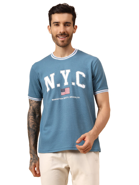 T-Shirt for Men | Breathable & Soft with Color Fastness Regular Fit Round Neck Poly Cotton Fabric Printed Pattern