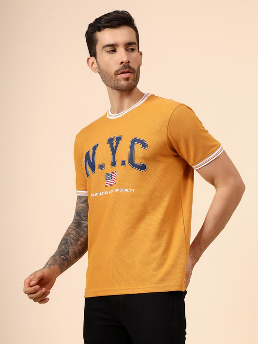 T-Shirt for Men | Breathable & Soft with Color Fastness Regular Fit Round Neck Poly Cotton Fabric Printed Pattern