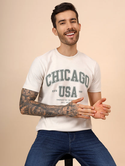 T-Shirt for Men | Breathable & Soft with Color Fastness Regular Fit Round Neck Poly Cotton Fabric Printed Pattern
