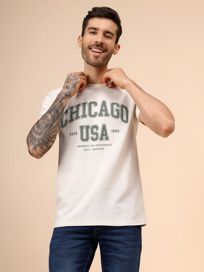T-Shirt for Men | Breathable & Soft with Color Fastness Regular Fit Round Neck Poly Cotton Fabric Printed Pattern