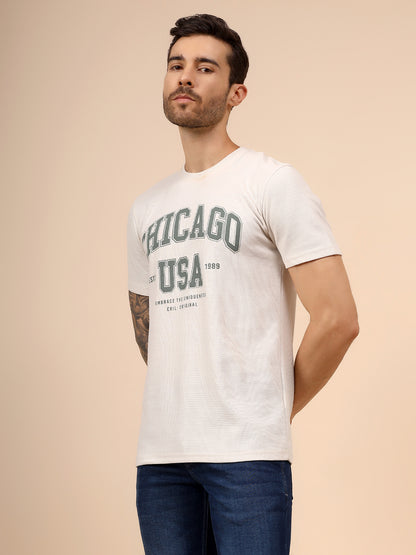 T-Shirt for Men | Breathable & Soft with Color Fastness Regular Fit Round Neck Poly Cotton Fabric Printed Pattern