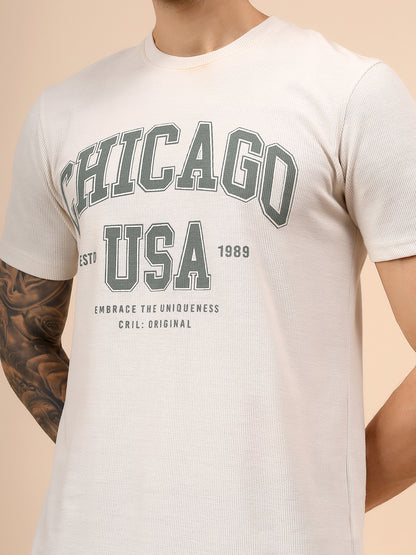 T-Shirt for Men | Breathable & Soft with Color Fastness Regular Fit Round Neck Poly Cotton Fabric Printed Pattern