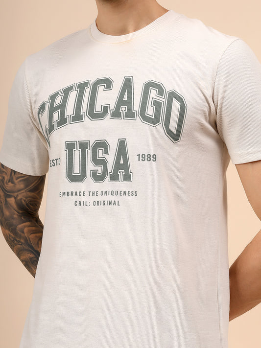 T-Shirt for Men | Breathable & Soft with Color Fastness Regular Fit Round Neck Poly Cotton Fabric Printed Pattern