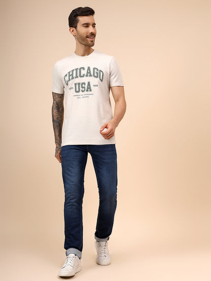 T-Shirt for Men | Breathable & Soft with Color Fastness Regular Fit Round Neck Poly Cotton Fabric Printed Pattern