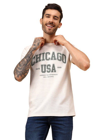 T-Shirt for Men | Breathable & Soft with Color Fastness Regular Fit Round Neck Poly Cotton Fabric Printed Pattern