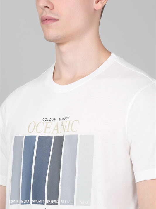 T-Shirt for Men | Breathable & Soft with Color Fastness Regular Fit Round Neck Poly Cotton Fabric Printed Pattern