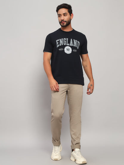 T-Shirt for Men | Breathable & Soft with Color Fastness Regular Fit Round Neck Poly Cotton Fabric Printed Pattern