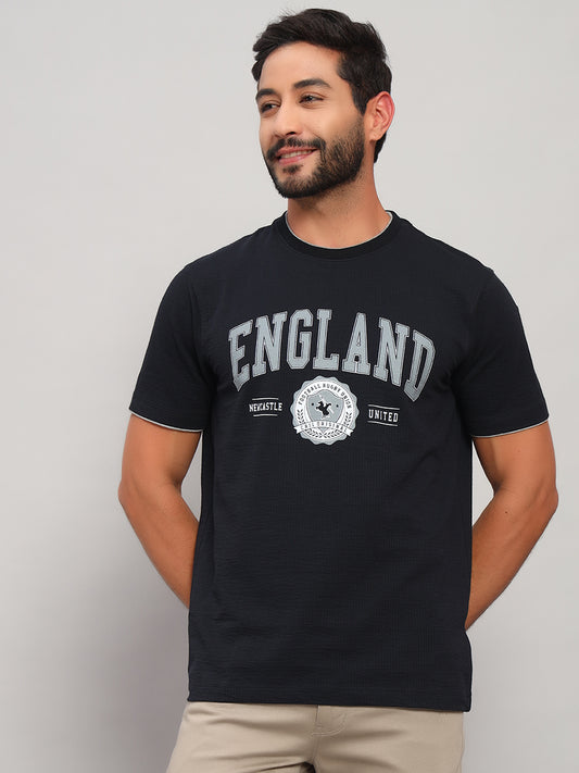 T-Shirt for Men | Breathable & Soft with Color Fastness Regular Fit Round Neck Poly Cotton Fabric Printed Pattern