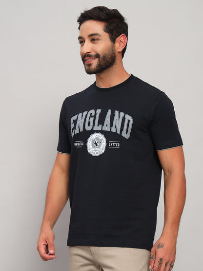 T-Shirt for Men | Breathable & Soft with Color Fastness Regular Fit Round Neck Poly Cotton Fabric Printed Pattern