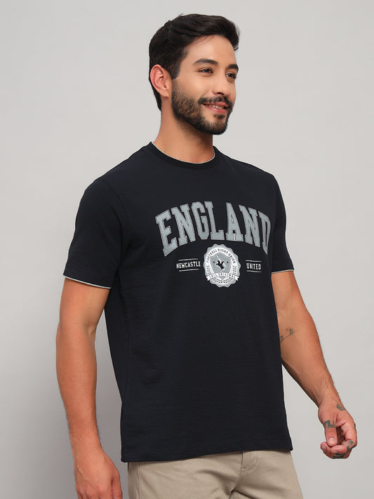 T-Shirt for Men | Breathable & Soft with Color Fastness Regular Fit Round Neck Poly Cotton Fabric Printed Pattern