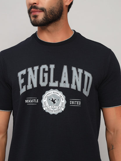 T-Shirt for Men | Breathable & Soft with Color Fastness Regular Fit Round Neck Poly Cotton Fabric Printed Pattern