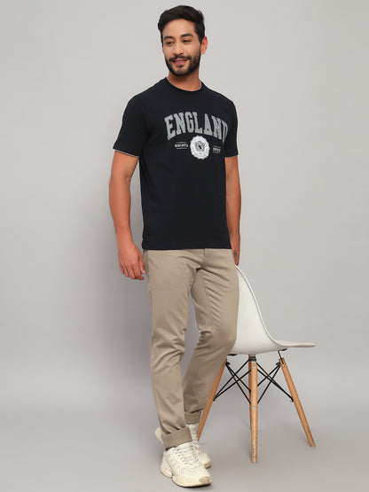 T-Shirt for Men | Breathable & Soft with Color Fastness Regular Fit Round Neck Poly Cotton Fabric Printed Pattern