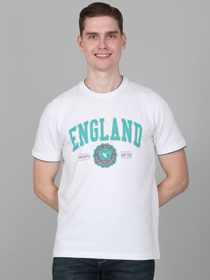 T-Shirt for Men | Breathable & Soft with Color Fastness Regular Fit Round Neck Poly Cotton Fabric Printed Pattern